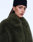 Ena Pelly Daphne Faux Fur Bomber Olive