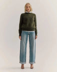 World of Nomads Adele Cashmere Crew Neck Knit Moss