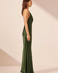 Shona Joy Elia Open Back Halter Maxi Dress Fern