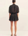 Shona Joy Short Sleeve Neck Tie Shirt Noir Polka