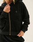 Araminta James Velour Hoodie Noir