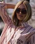 Araminta James Alpine Cotton Stripe Shirt Light Blush