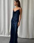 Charli Alena Satin Dress Deep Navy One Size