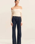 Shona Joy Mira Long Sleeve Off Shoulder Top Ivory