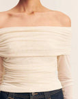Shona Joy Mira Long Sleeve Off Shoulder Top Ivory