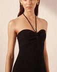 Shona Joy Eve Twist Front Halter Midi Dress Black