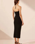 Shona Joy Eve Twist Front Halter Midi Dress Black