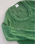 Zulu and Zephyr Linen Blend Hand Knit Jumper Tallow Green