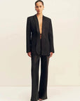 Shona Joy Benji Satin Contrast Tuxedo Blazer Black