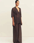 Shona Joy Maddox Short Sleeve Neck Tie Shirt Ristretto Sky