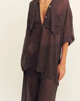 Shona Joy Maddox Short Sleeve Neck Tie Shirt Ristretto Sky