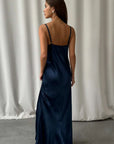 Charli Alena Satin Dress Deep Navy One Size