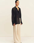Shona Joy Irving Polka Dot Sheer Shirt Black