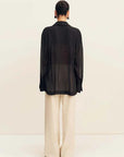 Shona Joy Irving Polka Dot Sheer Shirt Black