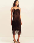 Shona Joy Lucia Lace Slip Midi Dress Espresso