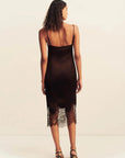 Shona Joy Lucia Lace Slip Midi Dress Espresso