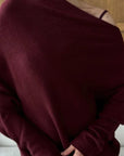 Charli Natalie Asymmetrical Sweater Burgundy One Size