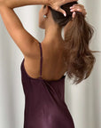 Charli Alena Satin Dress Burgundy One Size