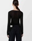 St Agni Sheer Stripe Top Black