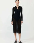 St Agni Sheer Stripe Dress Black