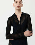 St Agni Sheer Stripe Dress Black