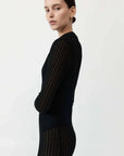 St Agni Sheer Stripe Dress Black