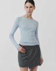 St Agni Organic Cotton Long Sleeve Top Stone Blue