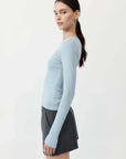 St Agni Organic Cotton Long Sleeve Top Stone Blue