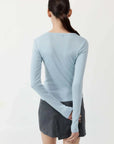 St Agni Organic Cotton Long Sleeve Top Stone Blue