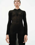 St Agni Sheer Stripe Dress Black