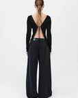 St Agni Wide Leg Pleat Pants Black