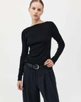 St Agni Rouleau Tie Reversible Knit Top Black