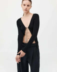St Agni Rouleau Tie Reversible Knit Top Black