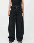 St Agni Mid Rise Balloon Jeans Washed Black