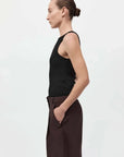 St Agni Organic Cotton Bateau Tank Jet Black