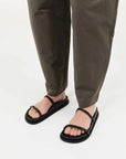 St Agni Fine Double Strap Slide Black