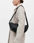 St Agni Lattice Weave Crescent Bag Black