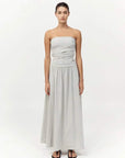 St Agni Gathered Strapless Tie Back Dress Silver