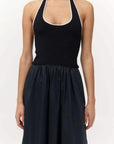 St Agni Halter Gathered Dress Black