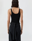 St Agni Soft Jersey Slim Scoop Tank Jet Black