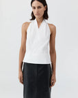 St Agni Halter Wrap Top White