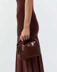 St Agni Petit Soft Satchel Patent Liqueur
