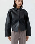 St Agni Cocoon Leather Jacket Black