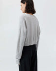 St Agni Cashmere Relaxed Cropped Cardigan Grey Marle