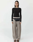 St Agni Organic Cotton Layered Long Sleeve Top Black