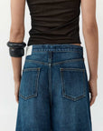 St Agni Mid Rise Pleat Barrel Jeans Dark Indigo
