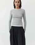 St Agni Organic Cotton Layered Long Sleeve Top Grey Marle