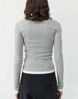 St Agni Organic Cotton Layered Long Sleeve Top Grey Marle