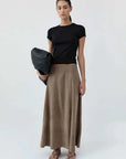 St Agni Suede Circle Skirt Earth