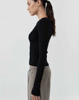 St Agni Baby Wool Long Sleeve Top Black